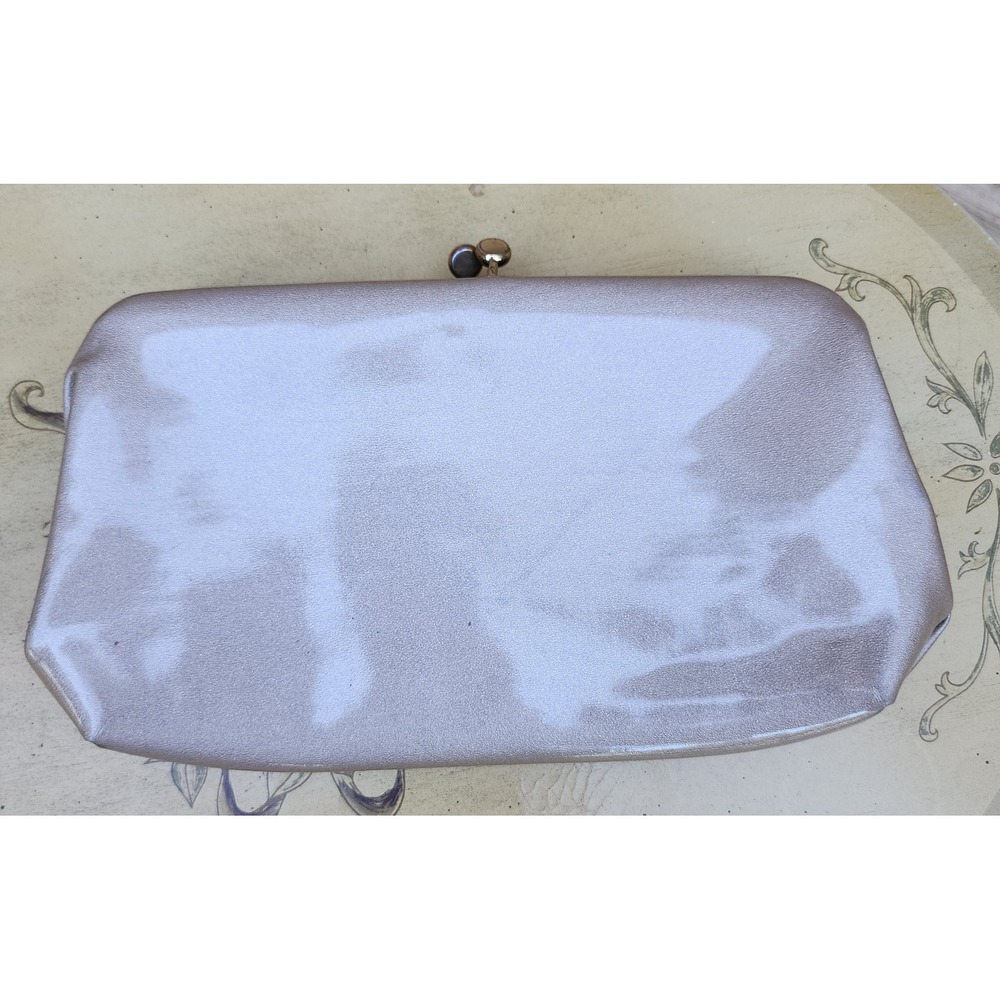 Bobbie Jerome Champagne Pink Metallic Vintage Kiss Lock Clutch Bag Glam Feminine
